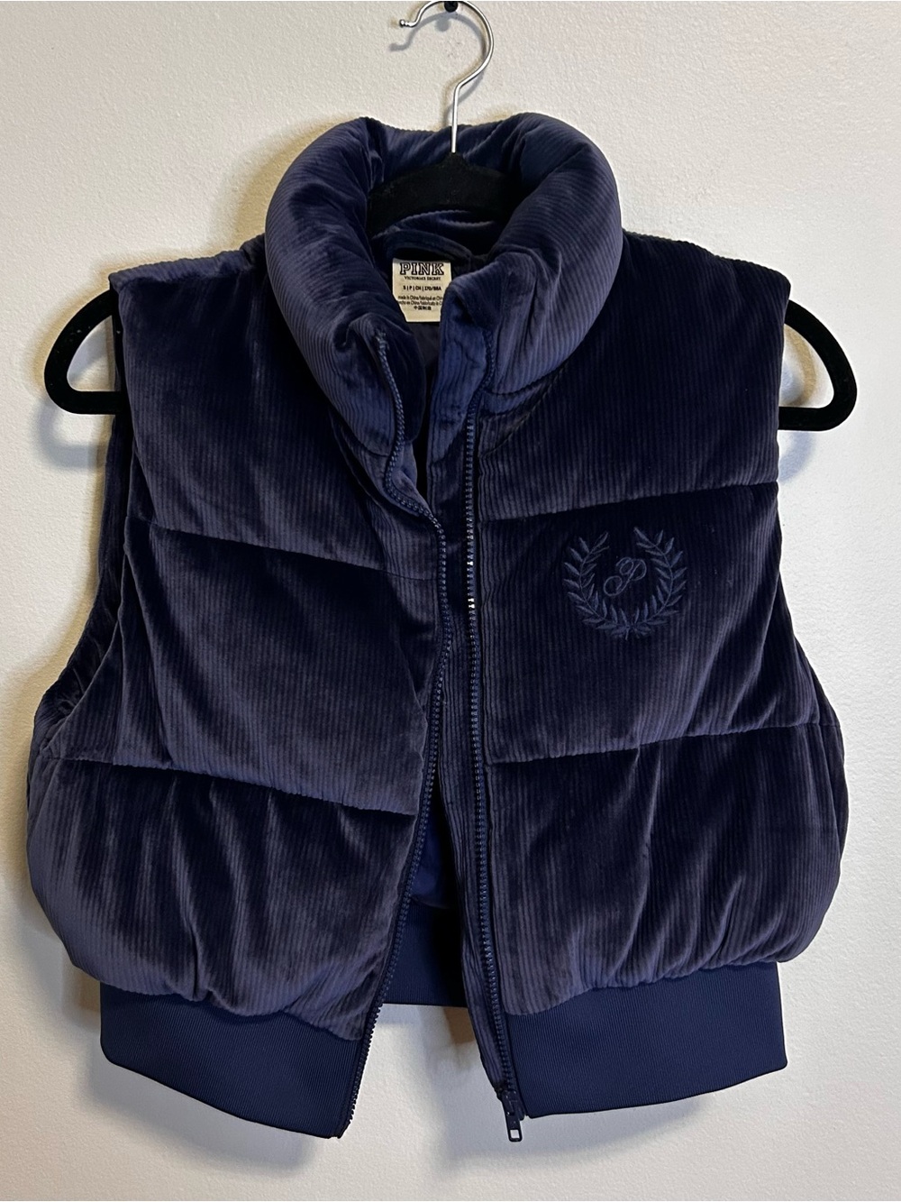 PINK Victoria's Secret Navy Corduroy Puffer Vest